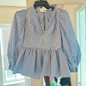 STAUD blue/white stripped poplin top